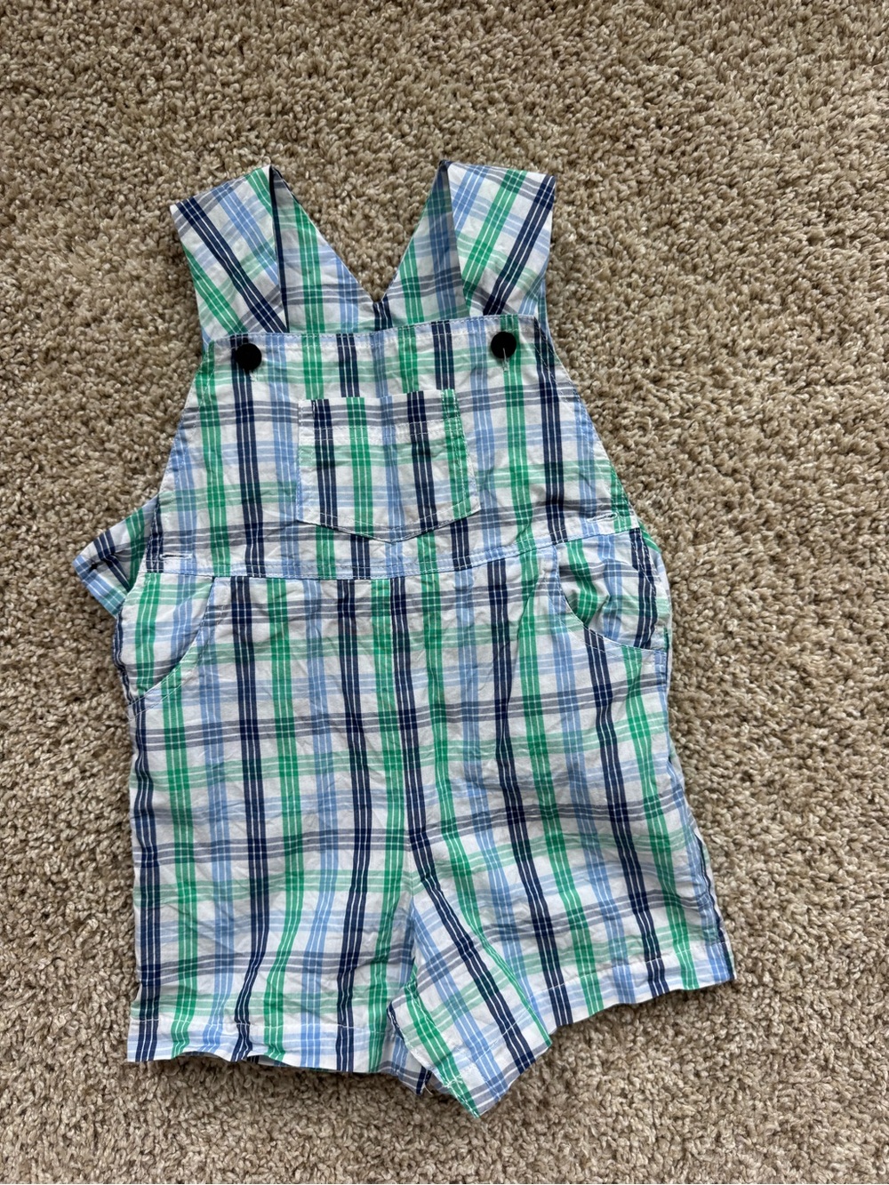 bella bliss Green and Blue Plaid Shortall One-Piece
